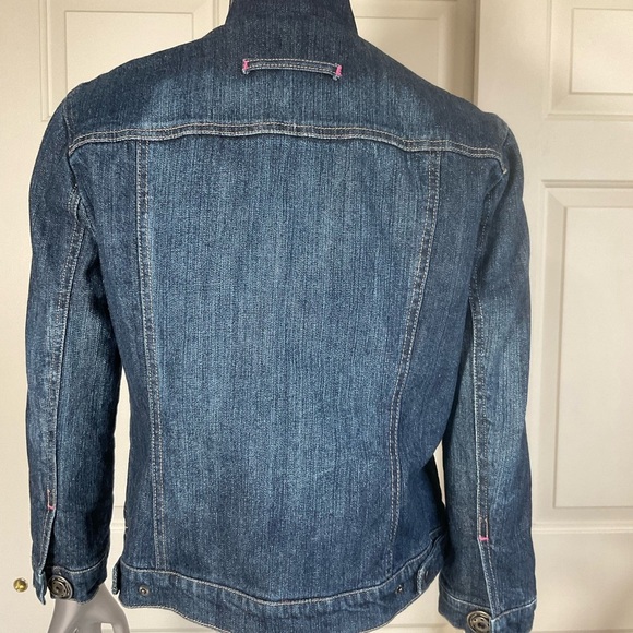 Luii Womens Lined Denim Jacket Jeweled Buttons Size Medium Cropped - Picture 2 of 8